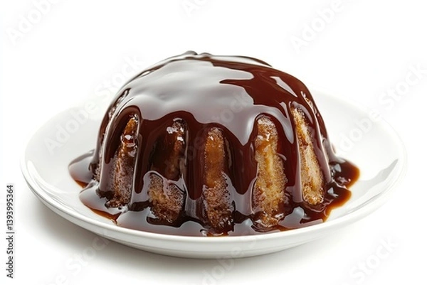 Fototapeta A realistic photo of Sticky Toffee Pudding, hyper-realistic, isolated on white
