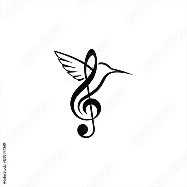 Fototapeta Music Bird Line Abstract Logo vector illustration