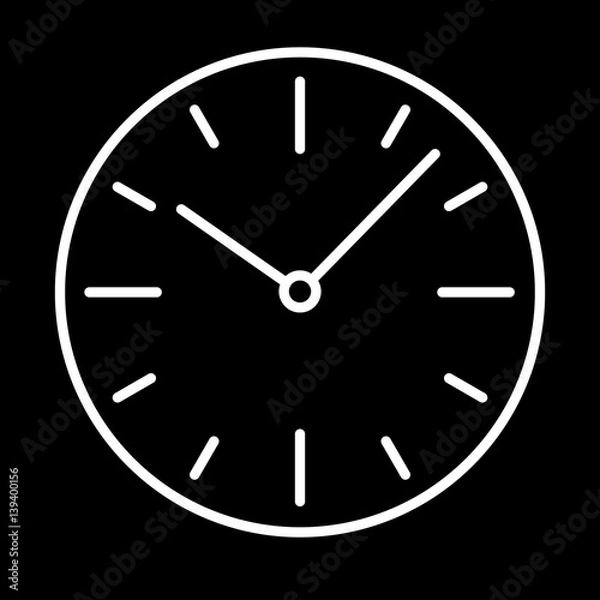 Fototapeta dial switches clock icon white contour on a black background of vector illustration