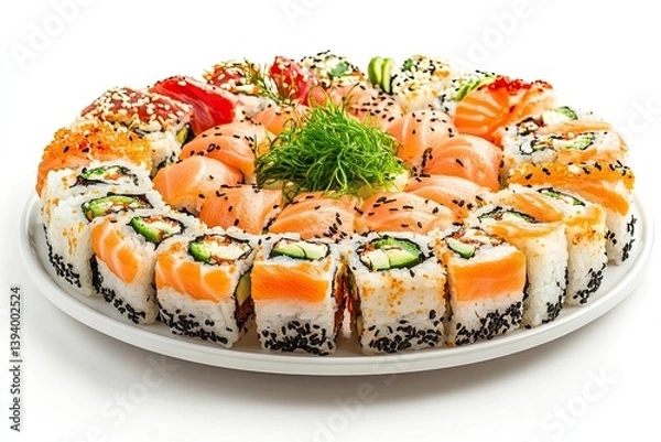 Fototapeta A realistic photo of Sushi Pizza 