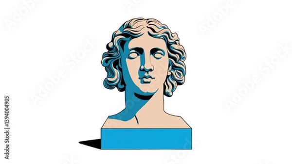 Fototapeta A modern blue sculpted bust ideal for artistic, abstract, or creative visuals.