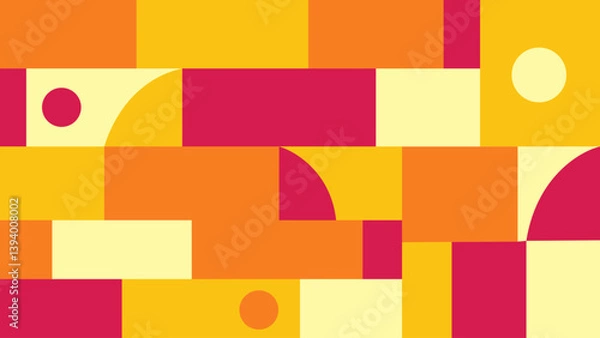 Fototapeta A colorful geometric background featuring bold shapes in red, orange, and yellow tones. Perfect for modern and playful designs.