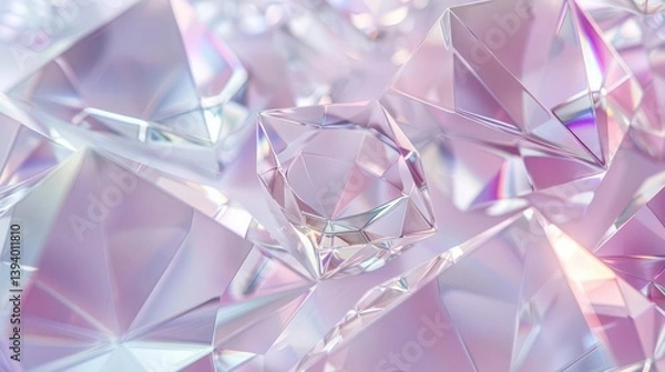 Fototapeta A close-up view of sparkling, multifaceted diamonds reflecting light.