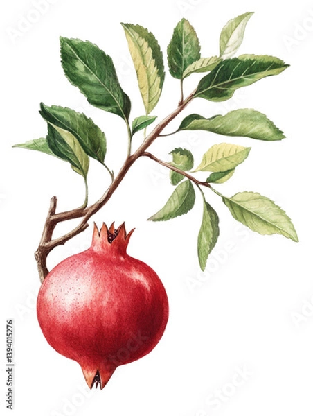Obraz Ripe Pomegranate Branch on transparent background