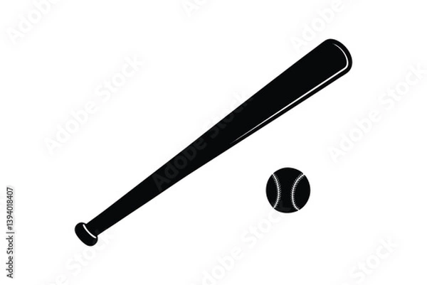 Obraz Silhouette design of a baseball bat and ball.eps