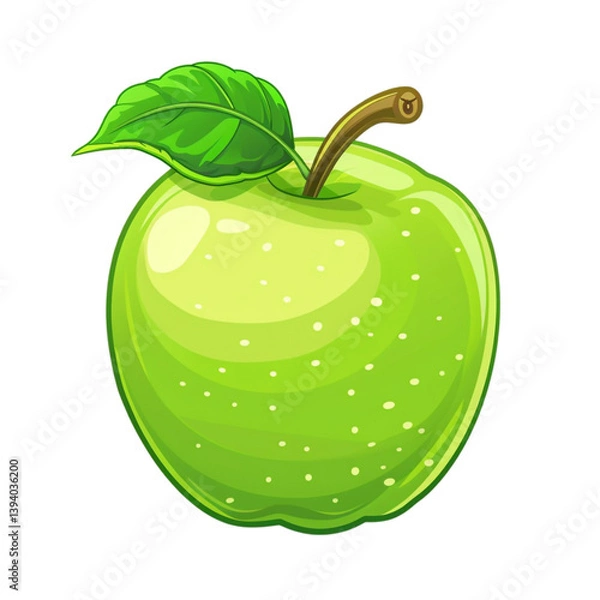 Obraz Green Apple Fruit Cartoon Vector Icon Isolated on Transparent Background