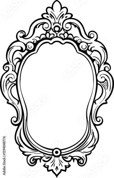 Obraz intricate vintage mirror frame design baroque elegant ornate decoration with floral patterns