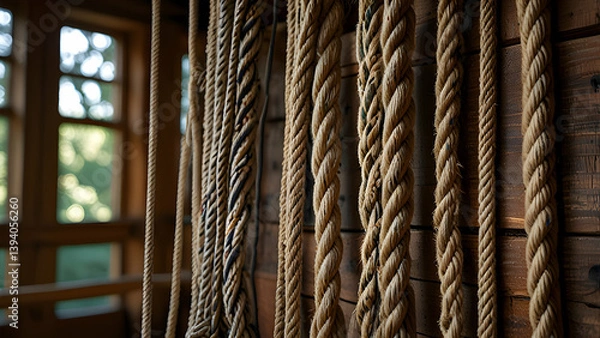 Fototapeta Rustic Ropes in Nautical Setting