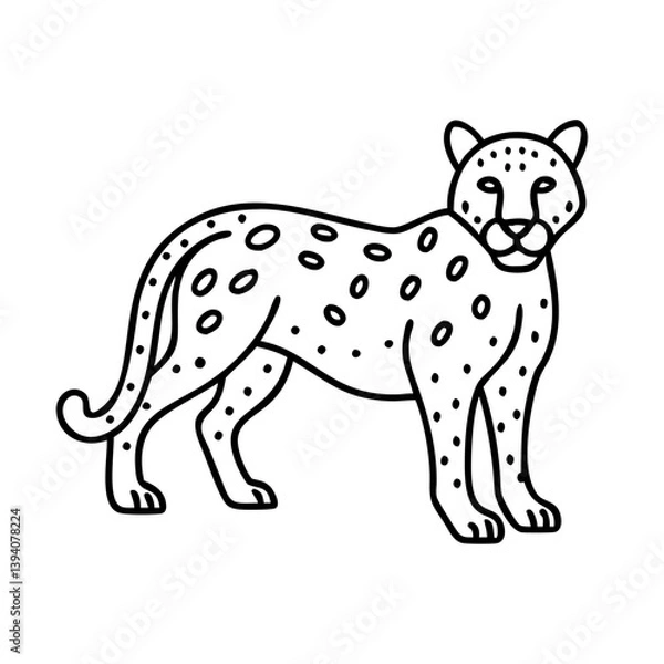 Fototapeta leopard icon, leopard line art - simple line art of leopard, perfect for leopard logos and icons