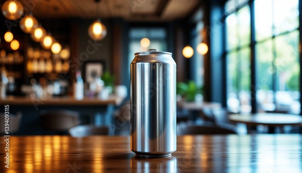 Obraz A metallic shiny silver beverage can with no label or branding