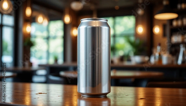 Obraz A metallic shiny silver beverage can with no label or branding
