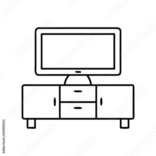 Fototapeta tv stand icon, tv stand line art - simple line art of tv stand, perfect for tv stand logos and icons