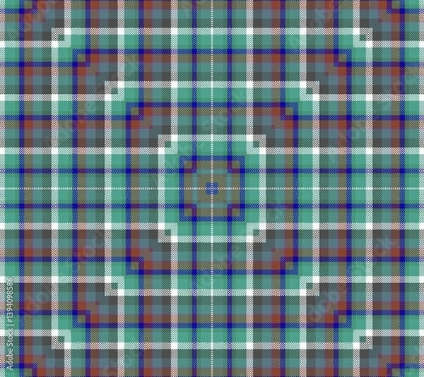 Fototapeta Tartan fabric pattern. Mixed plaid, checkered, gingham texture for tablecloth, picnic, bedsheet, curtain, skirt, gift tag etc printing