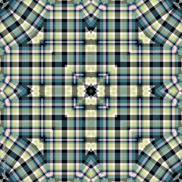 Fototapeta Tartan fabric pattern. Mixed plaid, checkered, gingham texture for tablecloth, picnic, bedsheet, curtain, skirt, gift tag etc printing