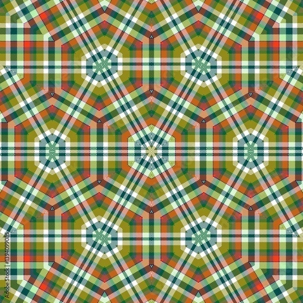 Fototapeta Tartan fabric pattern. Mixed plaid, checkered, gingham texture for tablecloth, picnic, bedsheet, curtain, skirt, gift tag etc printing