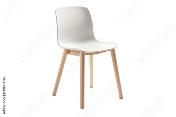 Fototapeta Single retro plastic chair with a simple yet elegant design, Isolated on white background