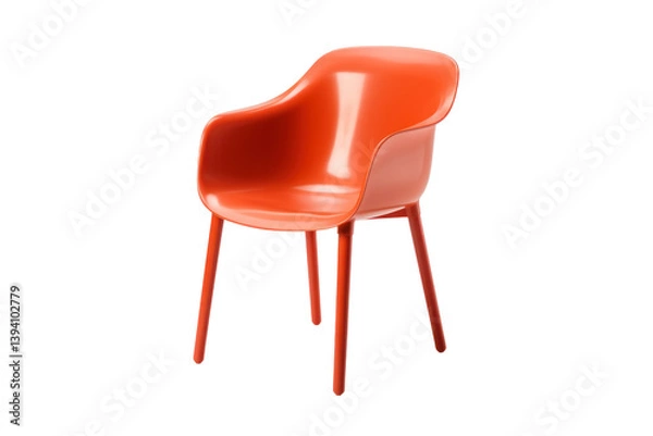Fototapeta Single retro plastic chair with a simple yet elegant design, Isolated on white background
