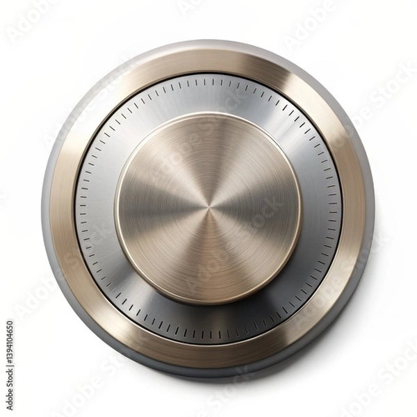 Fototapeta Metallic Knob with Graduated Scale, 3D Rendering, Circular, Shiny, Knob, Scale, Metal