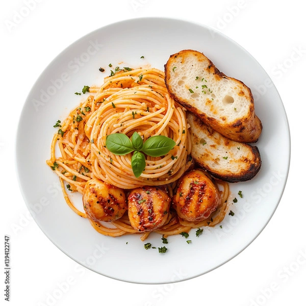 Fototapeta spaghetti with tomato sauce and basil