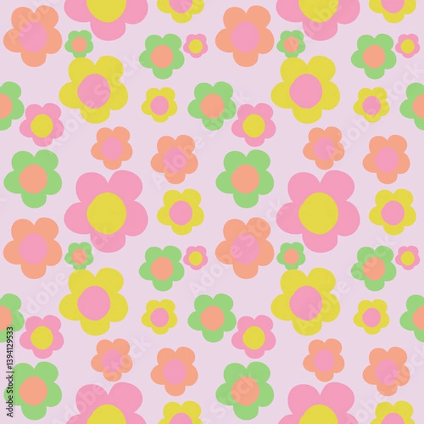 Obraz summer flowers and pastel seamless pattern background, wrapping, wallpaper, webcover	