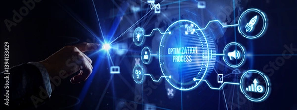 Fototapeta Optimization Software Technology Process System Business concept. Business, Technology, Internet and network concept.
