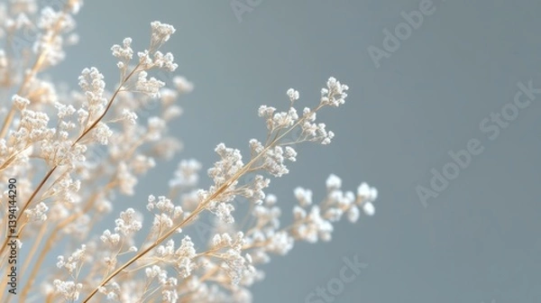 Fototapeta Delicate dried flowers, soft light background