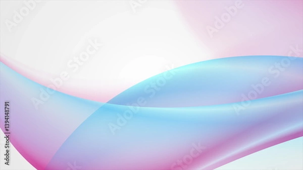 Fototapeta Blue and pink abstract elegant waves on white background