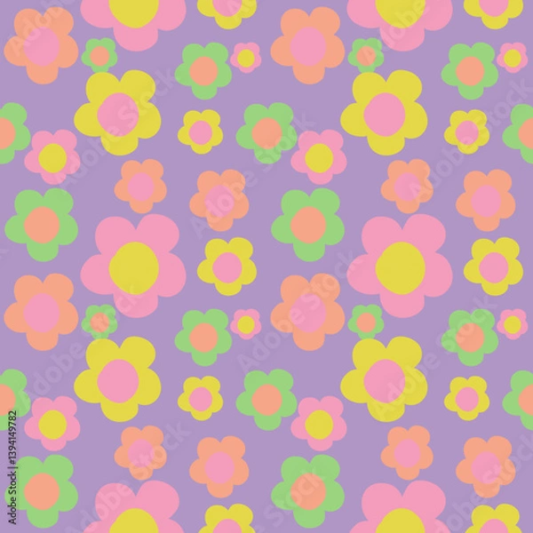 Obraz summer flowers and pastel seamless pattern background, wrapping, wallpaper, webcover	