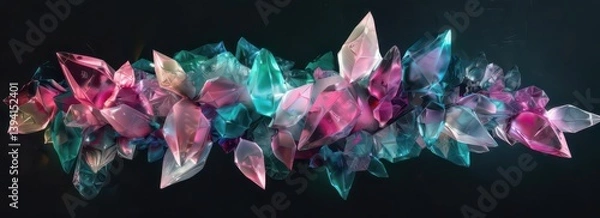 Fototapeta A vibrant arrangement of colorful crystalline structures with a glossy finish.