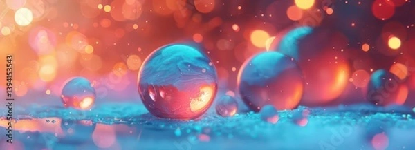 Obraz Colorful orbs with glowing reflections against a soft, vibrant background.