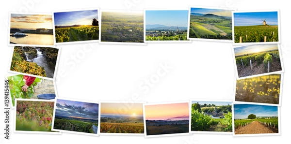 Obraz Heap of Beaujolais travel photos with a white background