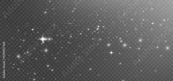 Fototapeta Bright glowing sparkles on a transparent background, resembling a starry or glittering effect.	
