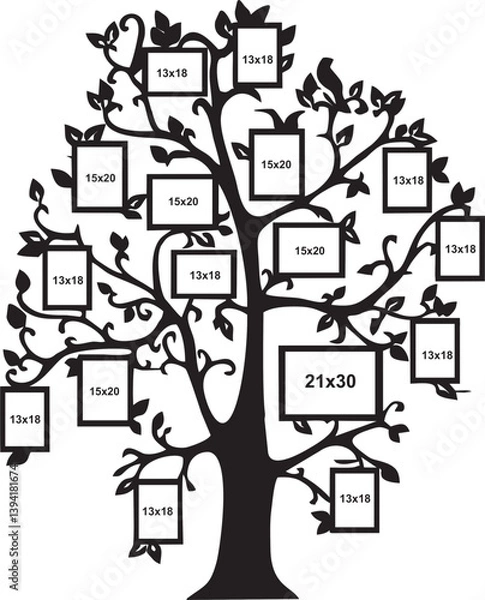 Obraz Laser Cut Family Tree Photo Frame