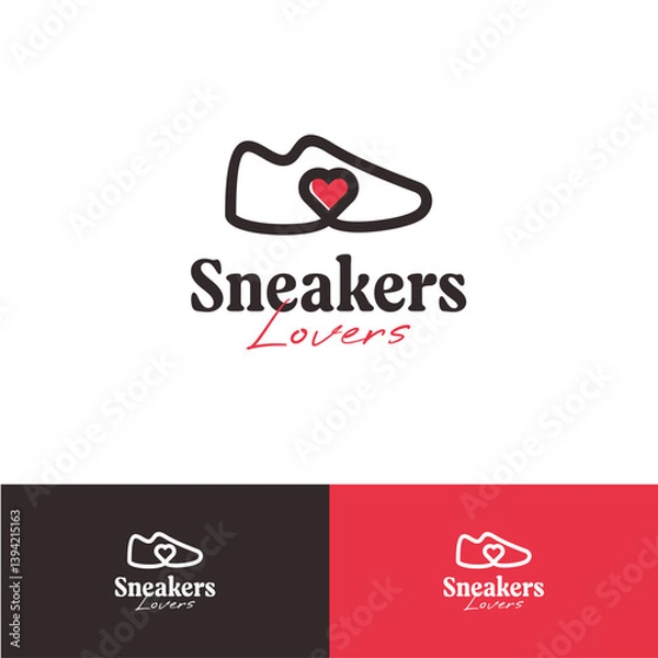 Fototapeta Minimal sneaker logo with heart icon, perfect for fashion, lifestyle, and sneaker enthusiast brand