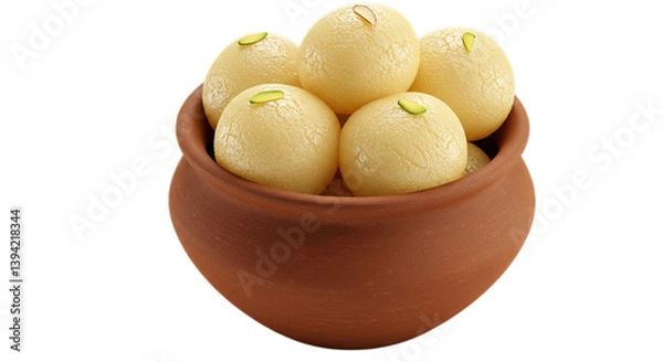 Obraz rasgullas sweet in pot on transparent background