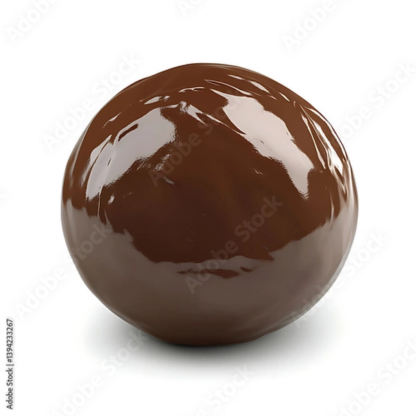 Fototapeta Rich and creamy chocolate ganache with a smooth texture and deep dark brown color, isolated white background, hyperrealism art style