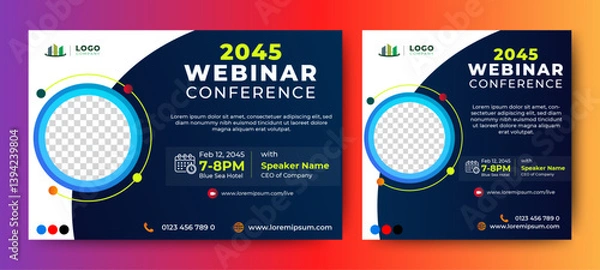 Fototapeta Business Conference live webinar banner invitation and social media post template. Business webinar invitation design. Vector
