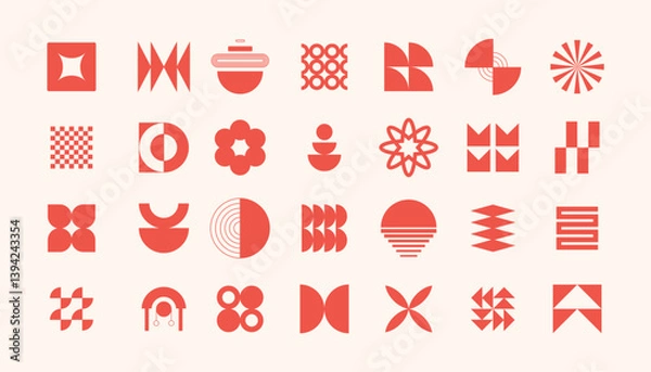 Obraz Retro futuristic elements for design. Big collection of abstract graphic geometric Shapes and objects in y2k style. Templates for notes, posters, banners, stickers, business cards, logo.