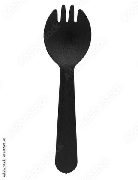 Fototapeta Black plastic fork on transparent background