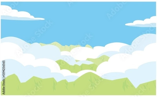 Obraz 山と雲海の背景イラスト素材