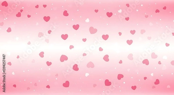Fototapeta Heart Shape Pattern Design, Soft pink hearts and dots, seamless pattern