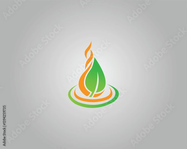 Obraz Eco Green Leaf Fire with Flame and Orange Abstract Logo Design Vector Template.