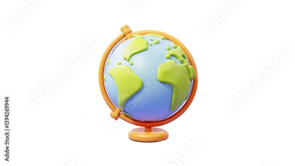 Fototapeta A rotating globe illustration ideal for global themes, travel, or educational visuals.