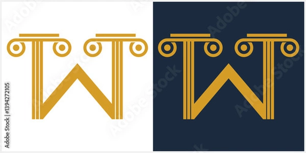 Obraz initial W concept, law logo design