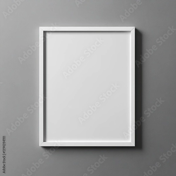 Fototapeta Displaying Empty White Picture Frame Mockup on a Gray Textured Wall