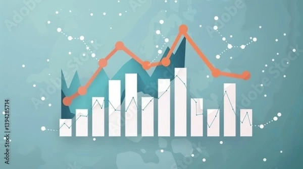 Obraz Abstract Business Analytics Graph with Data Network Background