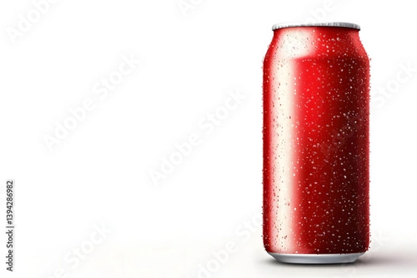 Fototapeta Red Can with Water Drops: Refreshing Drink