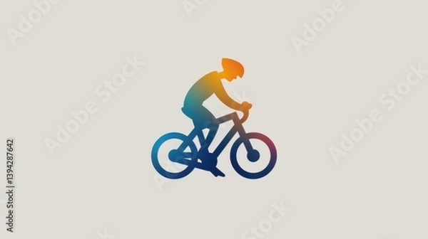 Fototapeta Vector Illustration of Cyclist Riding Bicycle in Gradient Colors for Sport and Fitness