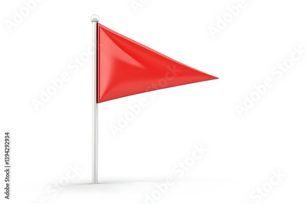Fototapeta Red Triangular Flag Waves Gently Outdoors