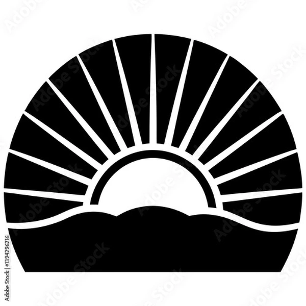 Fototapeta Sunset Illustration of Gradient beach landscape silhouette vector background